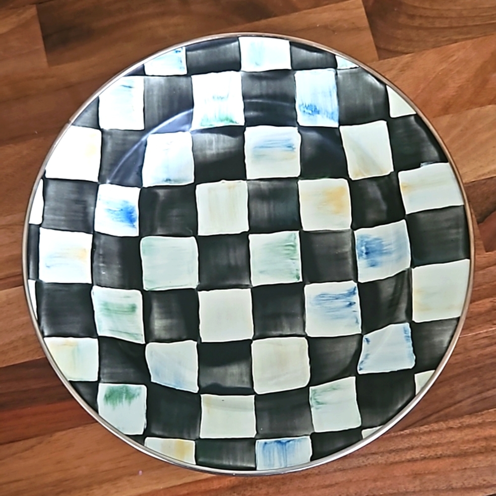 Camp MKC 1995 Color Dragged Courtly Check Enamel Salad Plate